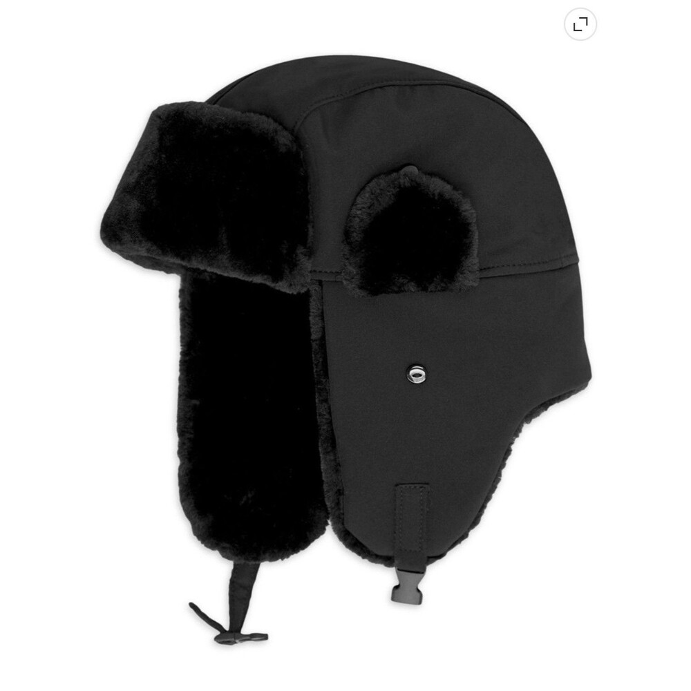 Hot Shot Men's Insulated Winter Trapper Black Faux Fur Hat Ear Flaps Size M/L